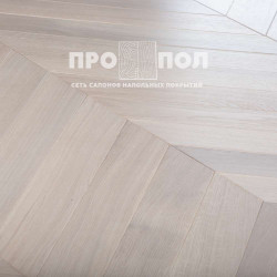 ПАРКЕТ ЕЛКА ФРАНЦУЗСКАЯ LAB ARTE CHEVRON ДУБ СЕЛЕКТ ЧЕГЕТ БЕЛЫЙ ЛАК 700/610Х90Х15/3/ 45°